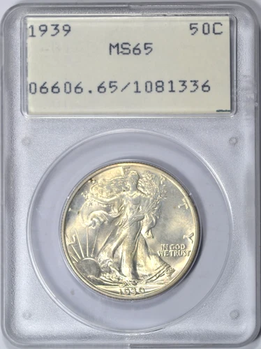 1939 WALKING LIBERTY HALF DOLLAR PCGS MS65 1081xxx WHITE LABEL RATTLER RARE