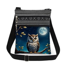 Owl Moon Print Crossbody Bag Adjustable Shoulder Strap for Women Gift Daily U...