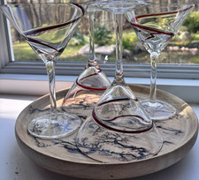 Set of 4 Pier One Swirline Ruby Red Martini C...