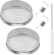 RV Furnace Vent Screen Set of 2, Premium Stainless Steel Cover with Installation