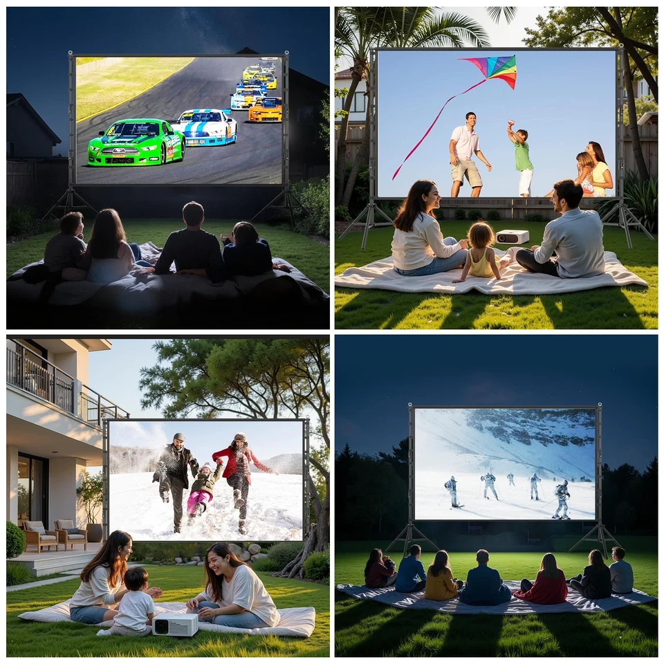 Outdoor Projector Screen with Stand, TOWOND 200 Inch Portable Projection Screen - Image 3 of 4