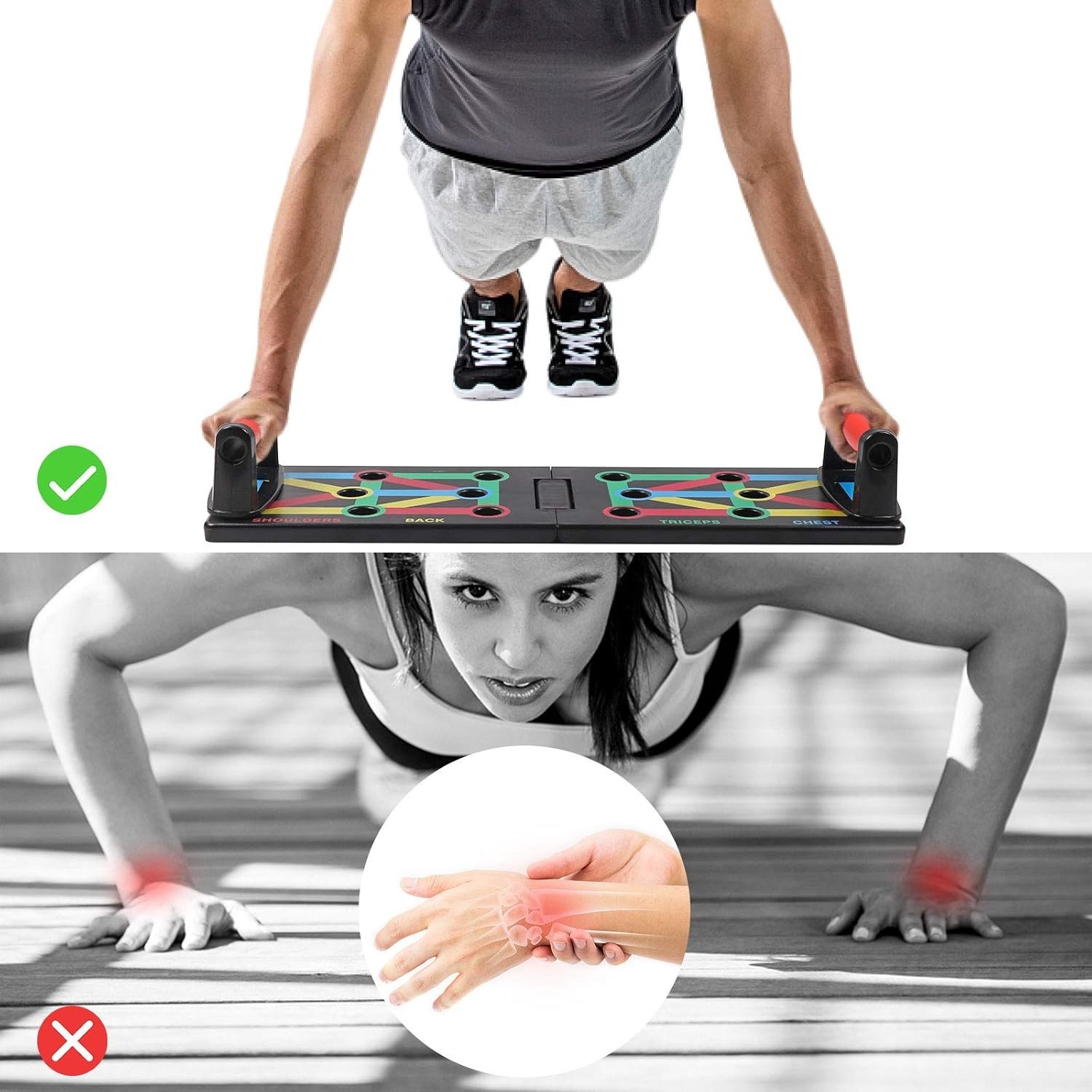 Planche de pompes pliable 12 en 1 push up rack board pour musculation maison noir