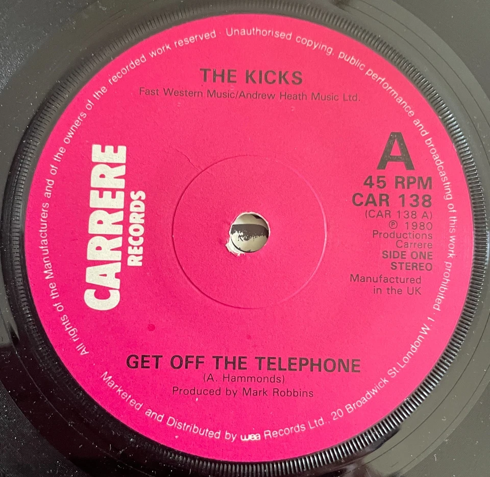 The Kicks - Get Off The Telephone (power pop) Carrere Records CAR138 Pic Sleeve - Image 3 of 4