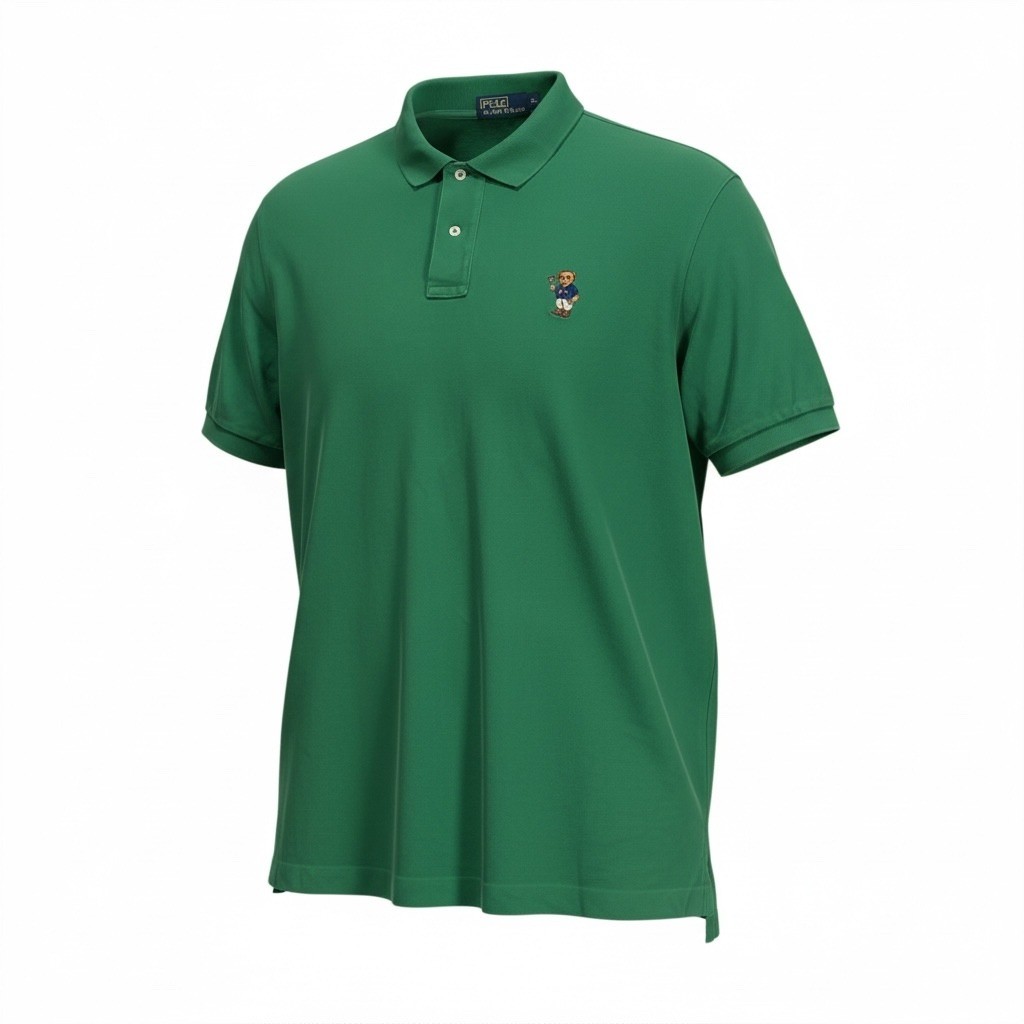 Polo Ralph Lauren Mens XL Green Polo Bear Short Sleeve Pique Vintage RL 14 Logo