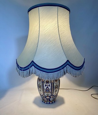 Monumental Rouen Faience Lamp   83 cm Majesty Blue Luxury Faience