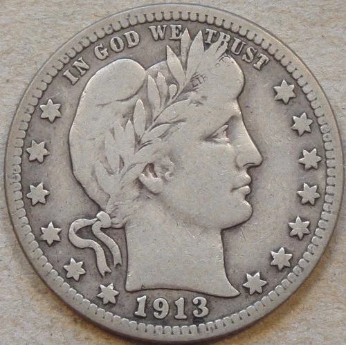 1913 Barber Quarter 25c Borderline F as Pictured L3-2
