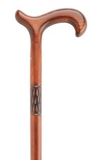 Harvy Made in Germany Men's Cherry Milled Collar Derby Handle Walking Cane-New