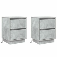 Beton Nachttisch 2Er Set 39 X 34,5 X 50 Cm Holzwerkstoff Grau