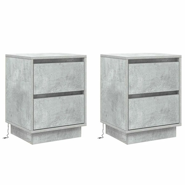 Beton Nachttisch 2Er Set 39 X 34,5 X 50 Cm Holzwerkstoff Grau-image