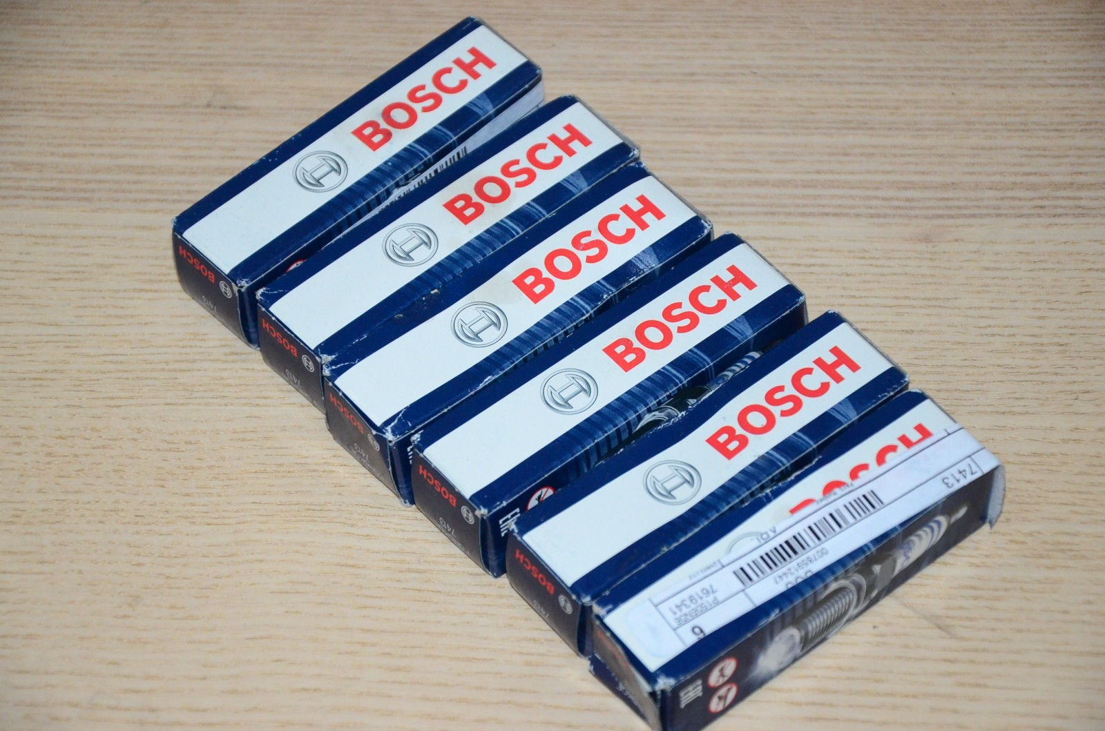 Set of 6 Spark Plugs OEM Bosch FGR6KQE For Porsche 911 Boxster H6 Pre-Gapped