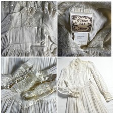 Vintage Gunne Sax off White cotton Lace Prairie wedding victorian Maxi Boho Sz 3
