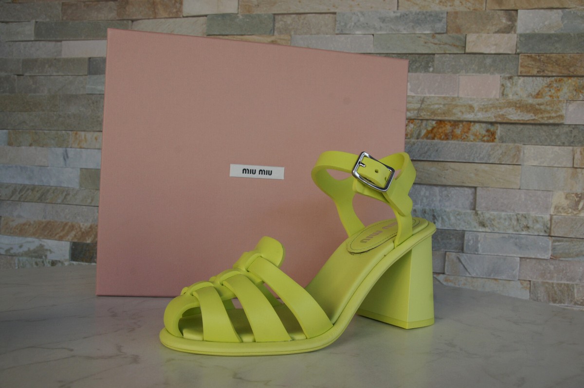 miu miu★SALE★5X756D Miu Miu Size 38 Sandals Shoes 5X756D Lime New Former RRP 670