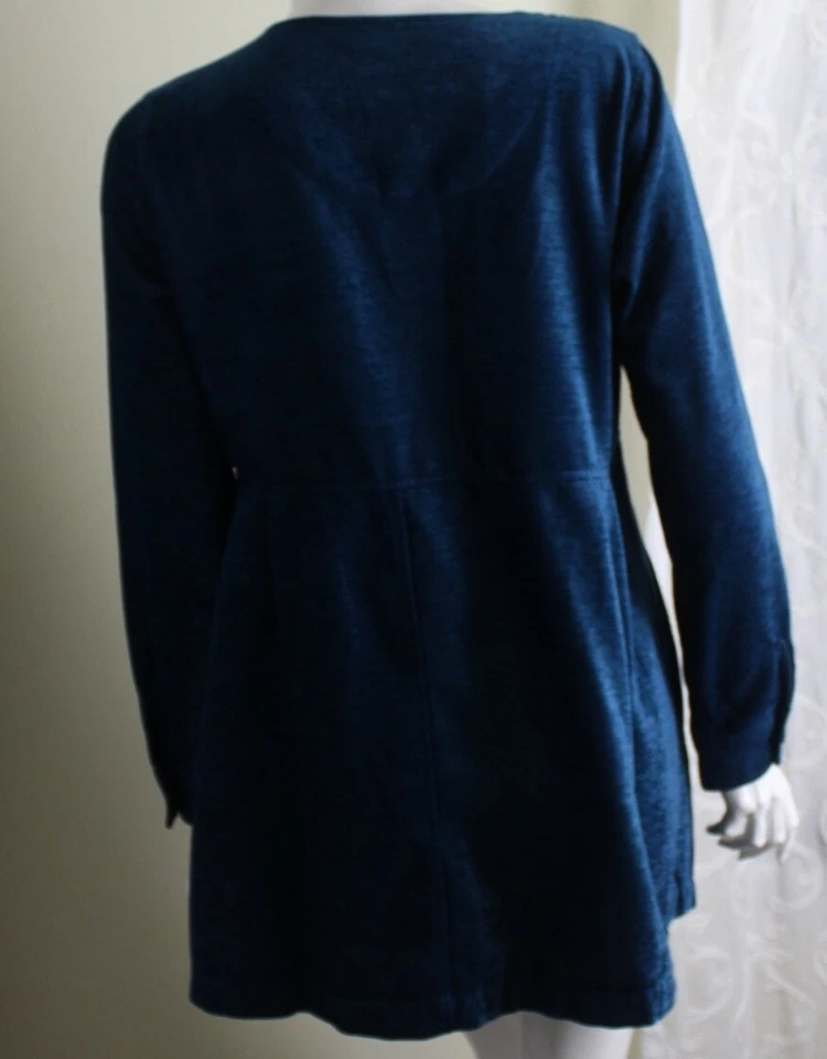 NWT Soft Surroundings Sz L Teal Velveteen Peacock Blue ALine Swing Jacket Blazer - Image 3 of 4