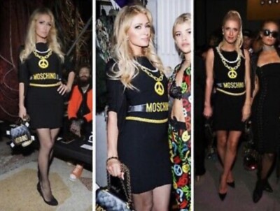 MOSCHINO Couture Chain Necklace Logo Dress Black 40 / US 6