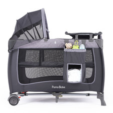 Unisex Nursery Center Playard with Bassinet  Changing Table Include Wheels Grey