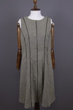 Lauren Ralph Lauren Brown Wool Knit Striped Sleeveless Midi Dress Size 14