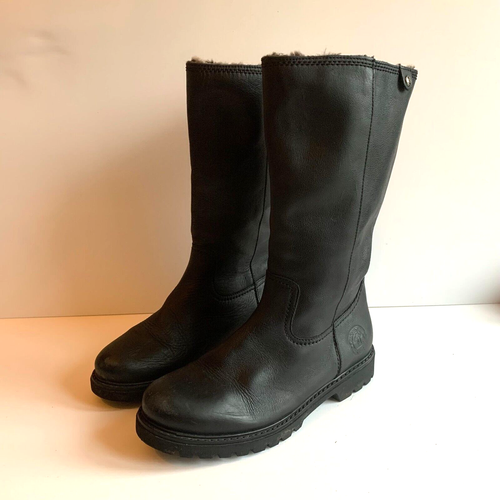 Panama Jack Bambina Igloo boots EU39 UK 6 VGC black leather biker fur lined