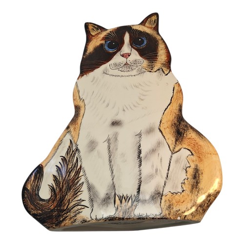 Nina Lyman Ceramic Orange Black Tabby Cat Tall READ!! - Picture 8 of 10