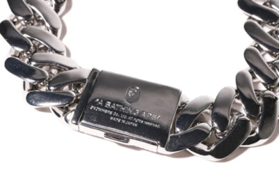 2024 SS A BATHING APE Goods APE HEAD FAT BRACELET Silver