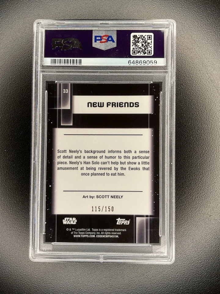 2021 Star Wars Galaxy Han Solo New Friends Atomic Refractor #’d /150 PSA 9 - Image 2 of 2