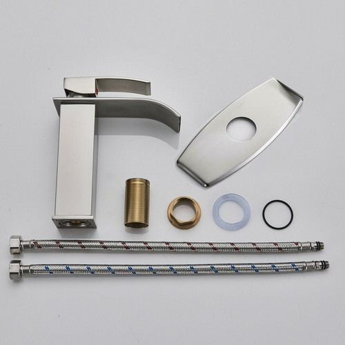 Bathroom Faucet Waterfall Single Handle/Hole Bathroom Sink Faucet 6" Cover Drain - Picture 16 of 40