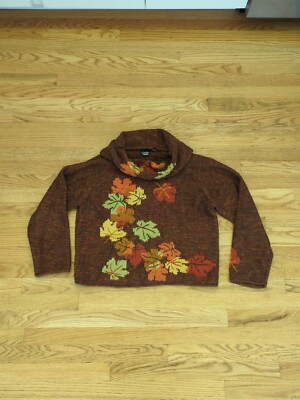 90's/Y2K Grannycore Christina Rotelli Fall Leaves Autumn Sweater