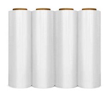 Four Rolls Plastic Film Shrink Pallet Stretch Wrap 18" x 1250' SQ' 80 Gauge