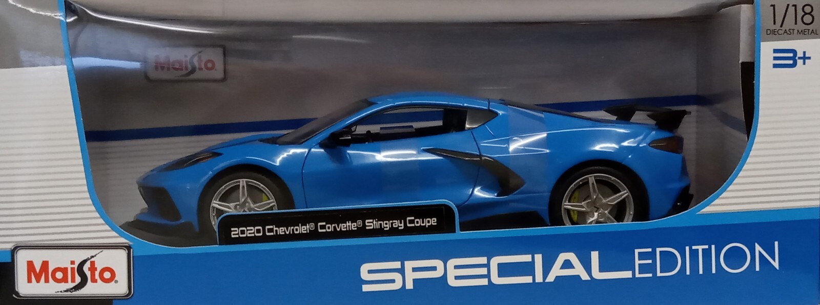 Maisto 1/18 Scale - Chevrolet Corvette Stingray High Wing (2020) Blue