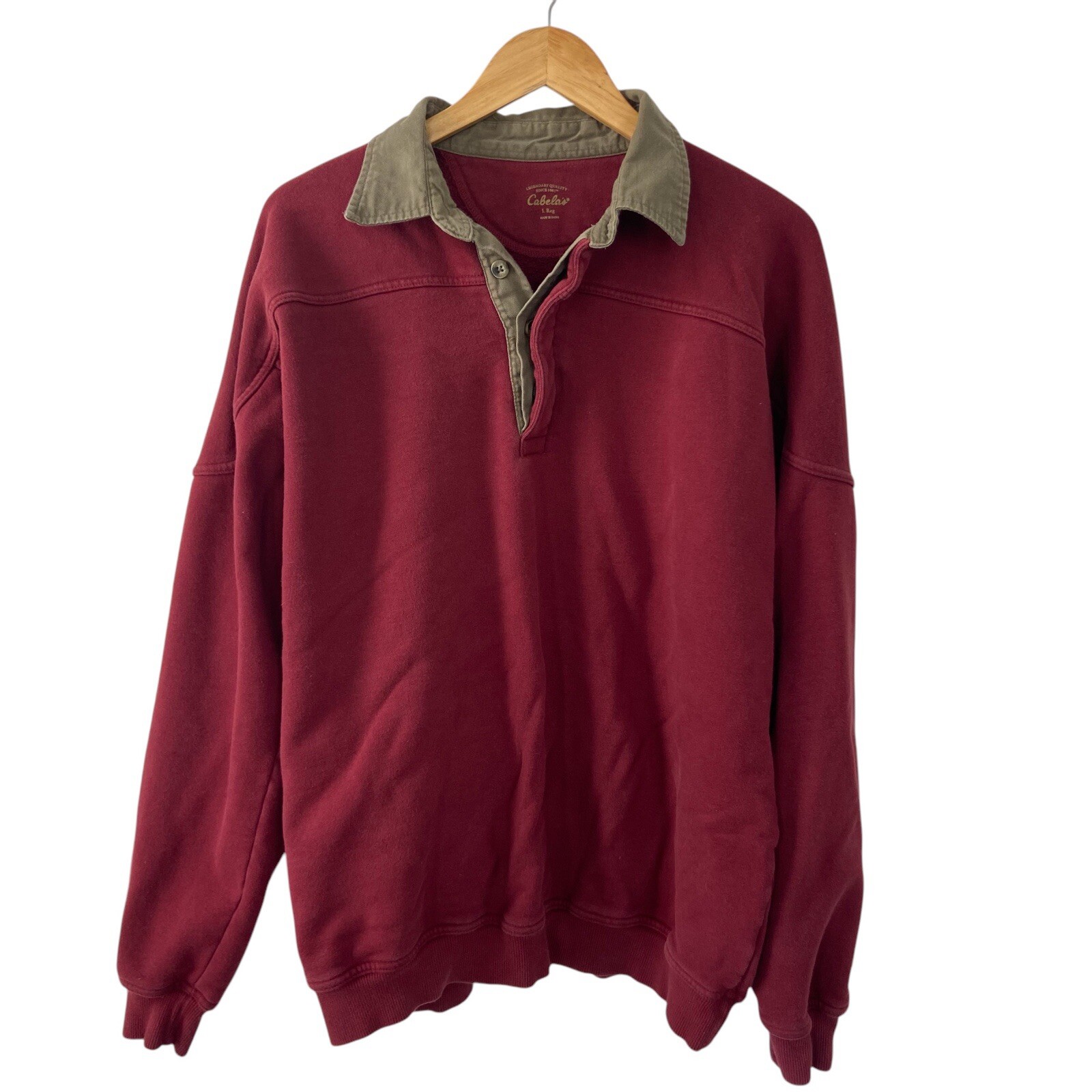 Vintage Cabela’s Pullover Collared Button Sweatsh… - image 1