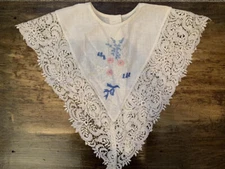 Vintage Linen Lace Edge Embroidered Collar Piece Cosplay Costume Decor Halloween
