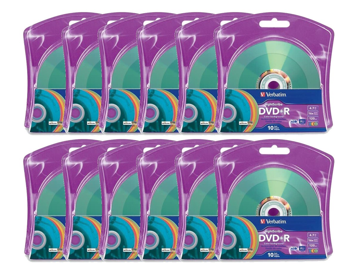 Verbatim LightScribe DVD+R 120pk Assorted Colors - Laser Etch