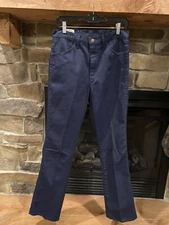 Vintage Cowden Jeans Mens 32/33 Dark Blue Distressed Pants Cowboy Bootcut  70s