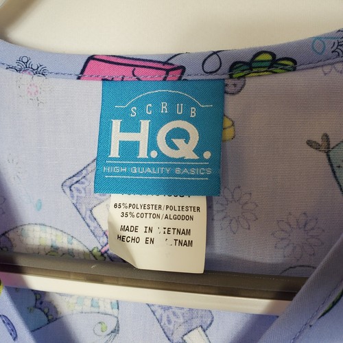 Women's NWT Scrub H.Q. Dental Scrub Top Purple Blue Size XS - Picture 4 of 7