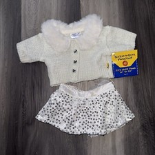 BUILD A BEAR White and Silver Sweater White Tulle Sequin Skirt NWT VINTAGE HTF