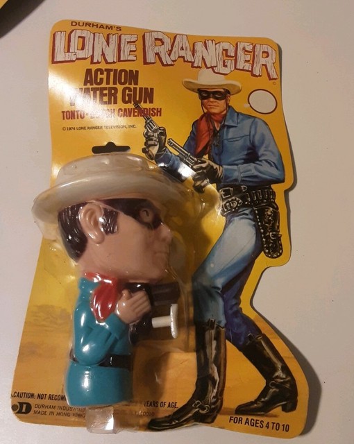 Vintage 1974 Durham’s Lone Ranger Action Water Gun Figure Toy New