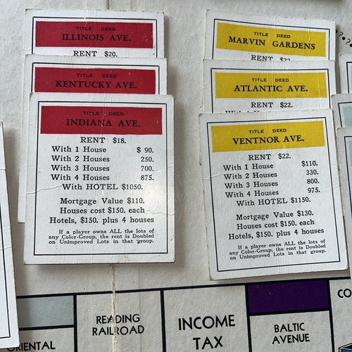 Antique Vintage 1936 MONOPOLY Game w/Board &Wood Pieces Money Instructions Box - Picture 3 of 24