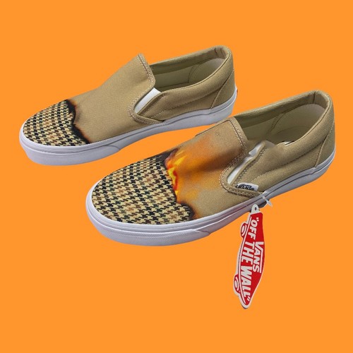 Vans Khaki Slip On Burn Graphic. Box 