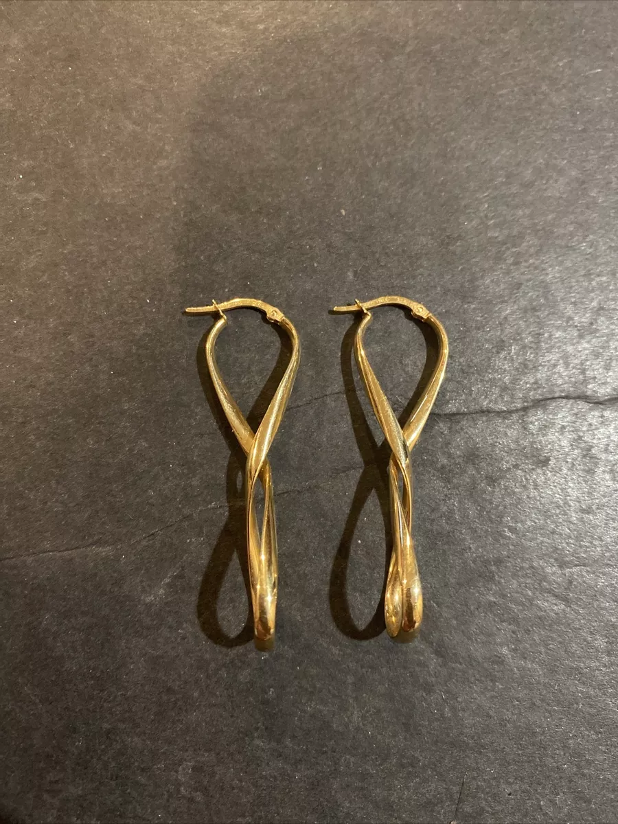 Signed SLC 14K YELLOW GOLD TWISTED EARRINGS ITALY eBay