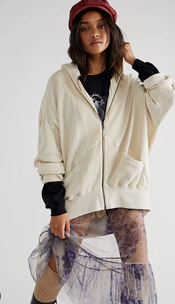 Утепленная толстовка Free People FP ONE Ash из вафельного трикотажа на молнии S