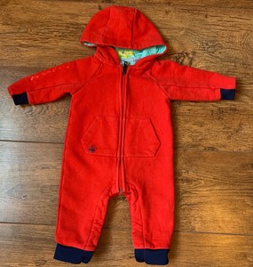 red hooded romper