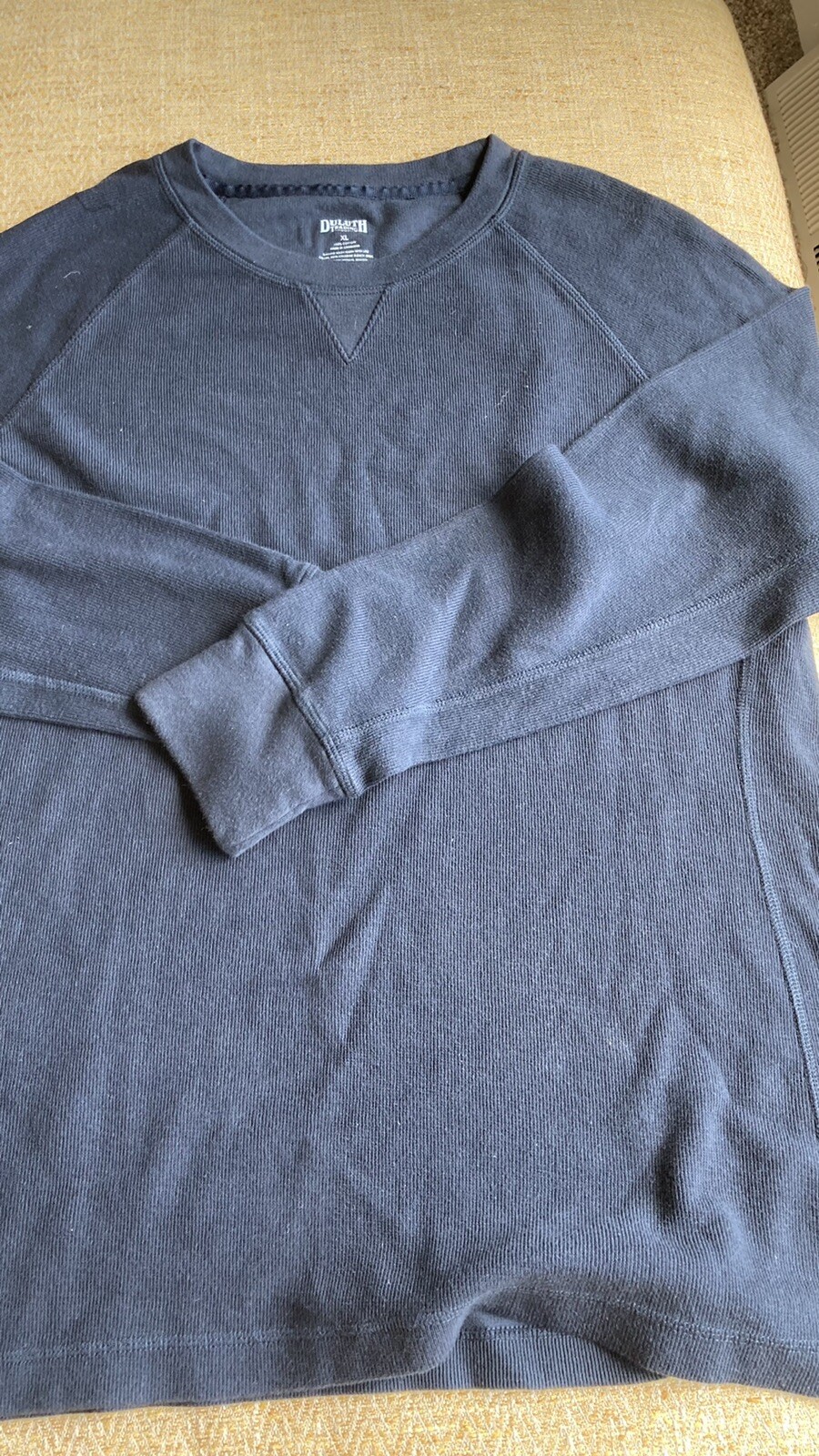 duluth  trading co. mens ribbed cotton  navy pullover Shirt  sz:XL