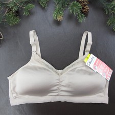 Playtex Nursing Bra Size M Beige Wireless Padded Adjustable Clasp Back