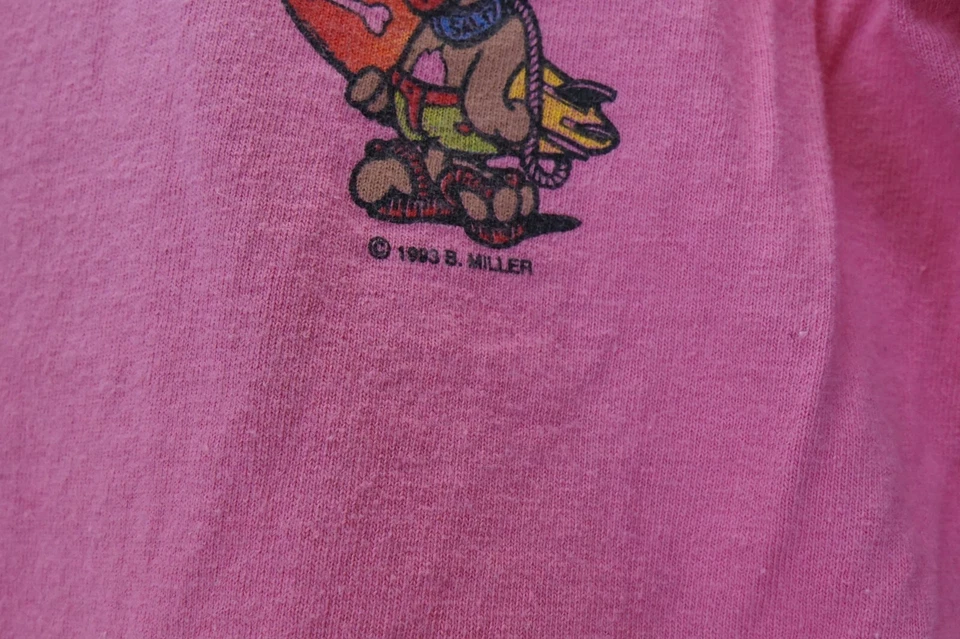 Tienda de surf vintage 1993 Youth Saty Dog Panama City Beach FL rosa talla pequeña Foto 4 de 4