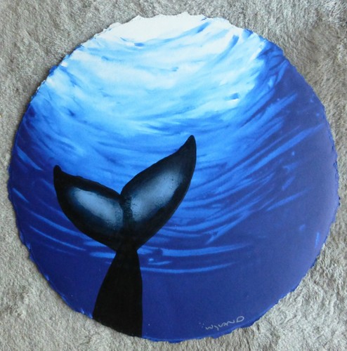 Wyland "Deep blue Whale" Sea Hand Signed Original Watercolor Painting Nautical