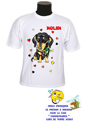 Kinder T-Shirt Hund Dackel Herz personalisierbar Vorname Ref. 148
