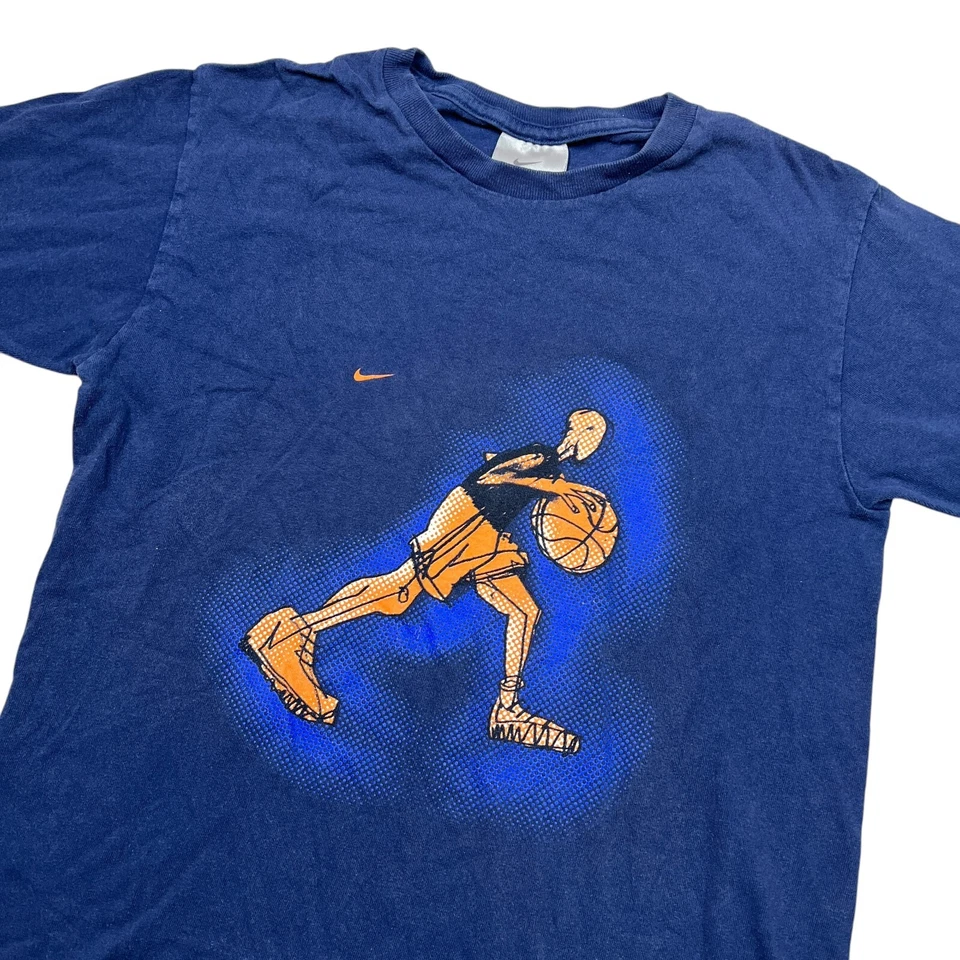 Nike Vintage 00s Basketball Tee T-Shirt Blue Youth Boys Small - Image 3 of 4