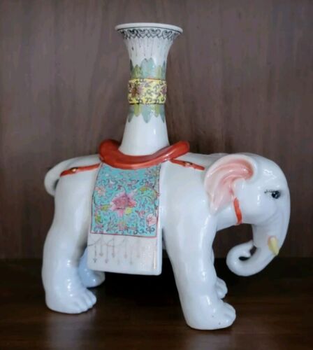 Antique Chinese Export Famille Verte Blanco De China Elephant Joss Sticks Holder - Picture 2 of 10