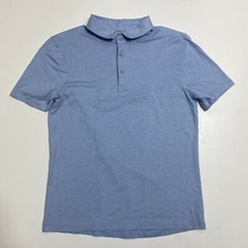 Lululemon Evolution Polo Shirt Mens S Blue Heathered Short Sleeve Button Preppy