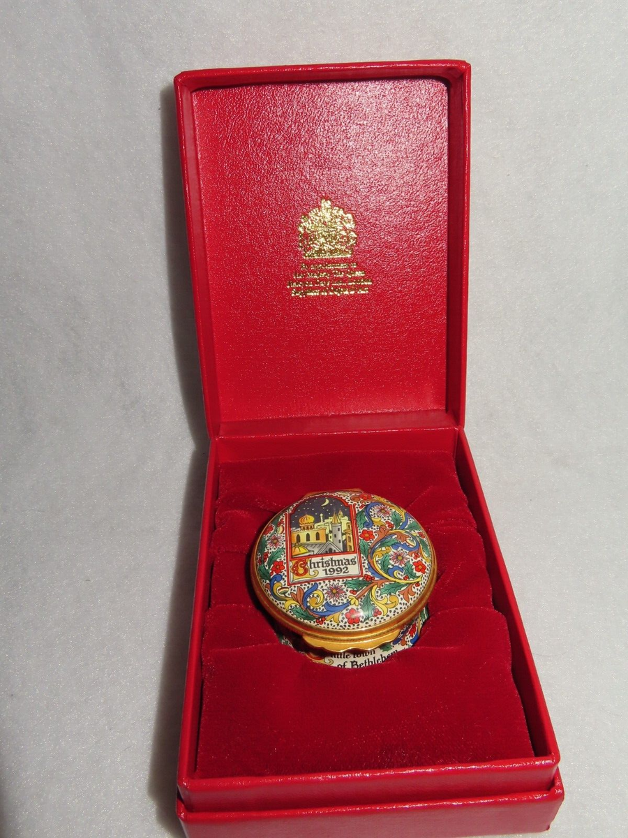 1992 Christmas Box Halcyon Days Ltd Ed Enamel Box Town Of