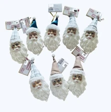 BRAND NEW Vintage Lot Of 8 Santa Ornaments Large Holiday Style Old East Main Co.